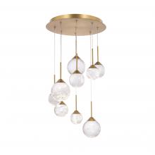 Schonbek Beyond BPD40209-AB - Quest 9 Light LED 3000K/3500K/4000K 120V-277V Multi-Light Pendant in Aged Brass with Clear Radianc