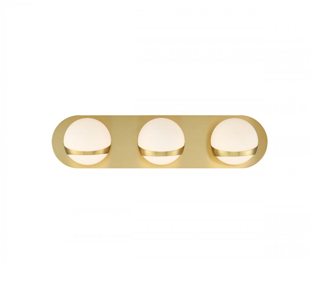 Rovigo, 3 Light LED Wall Mount, Plated Brushed Gold