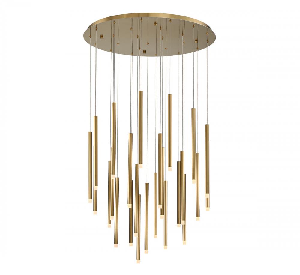 Amalfi, 25 Light Round LED Chandelier, Plated Brushed Gold