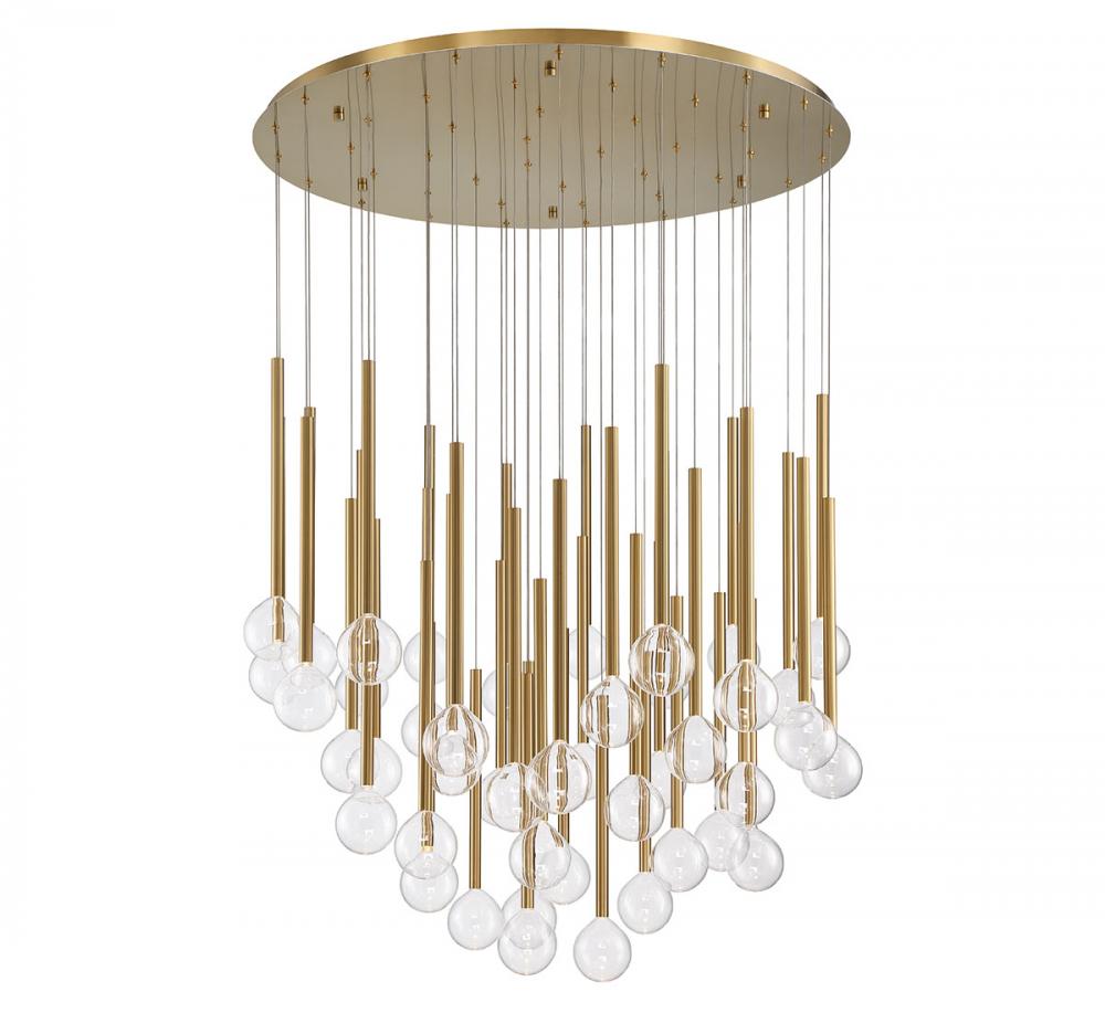 Positano, 44 Light Round LED Chandelier, Plated Brushed Gold