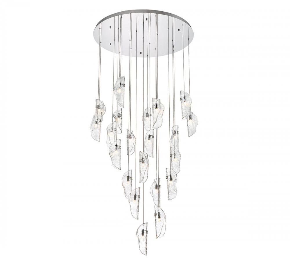 Sorrento, 21 Light Round LED Chandelier, Clear, Chrome Canopy