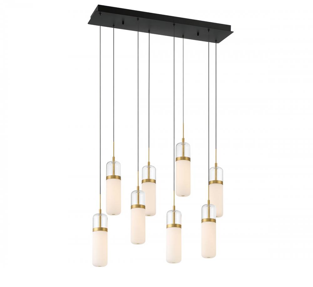 Verona, 8 Light Rectangular LED Chandelier, Matte Black