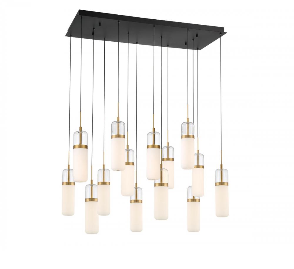 Verona, 14 Light Rectangular LED Chandelier, Matte Black