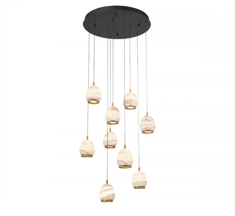 Lucidata, 9 Light Round LED Chandelier, Matte Black