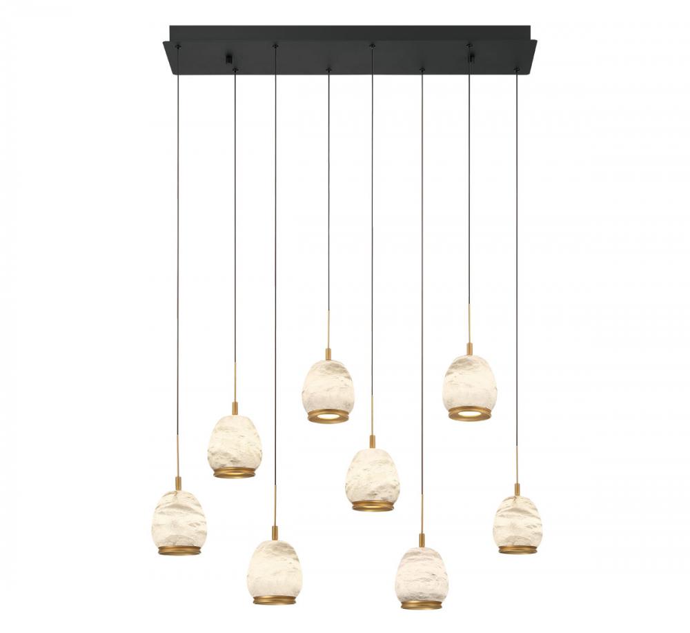 Lucidata, 8 Light Rectangular LED Chandelier, Matte Black