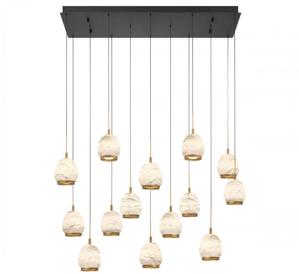 Lucidata, 14 Light Rectangular LED Chandelier, Matte Black