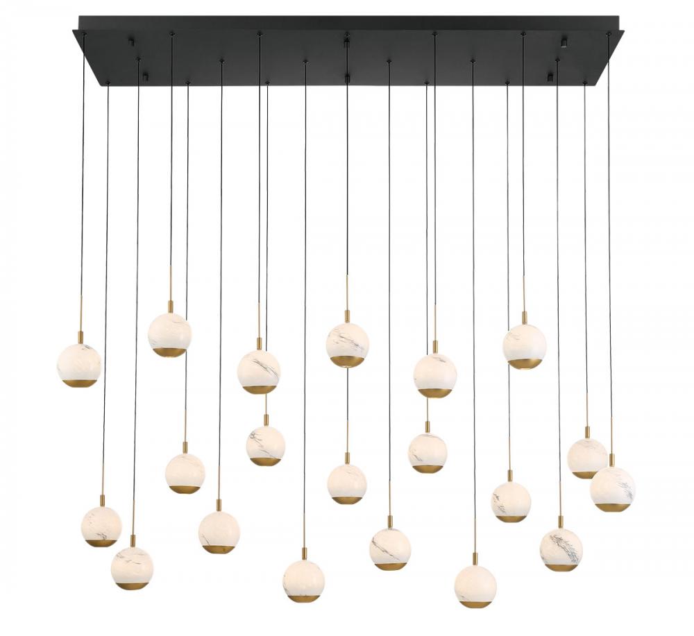 Baveno, 20 light Rectangular LED Chandelier, Matte Black