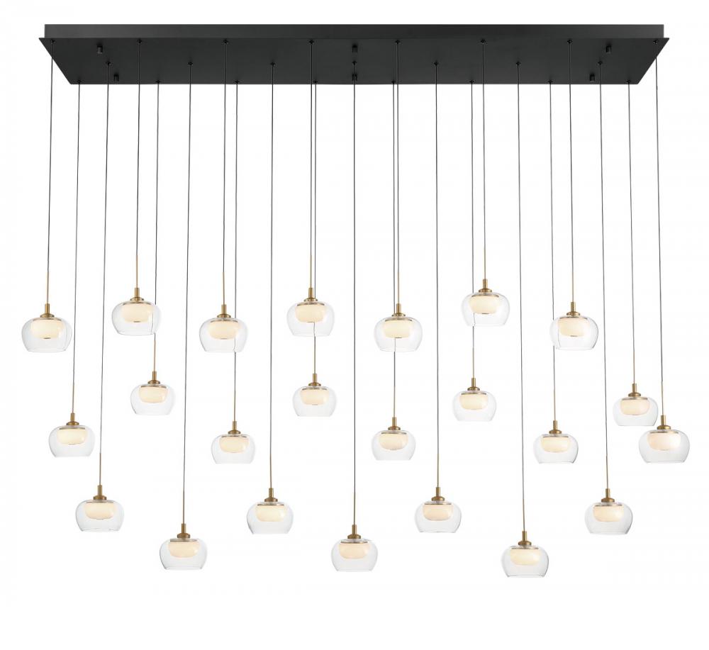 Manarola, 23 light Rectangular LED Chandelier, Matte Black