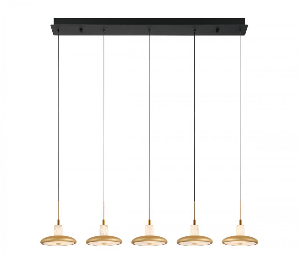 Mantova, 5 Light Linear LED Chandelier, Matte Black