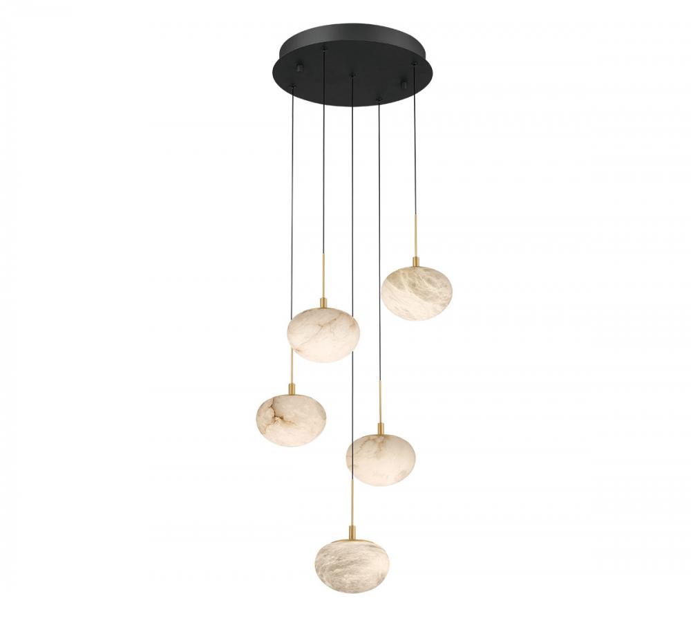 Calcolo, 5 Light Round LED Chandelier, Matte Black