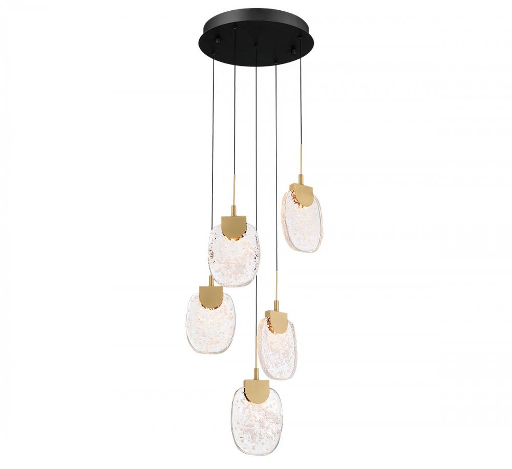 Castelo, 5 Light Round LED Chandelier, Matte Black