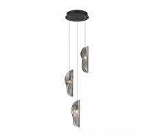 Lib & Co. CA 10162-019-02 - Sorrento, 3 Light LED Pendant, Smoke, Black Canopy