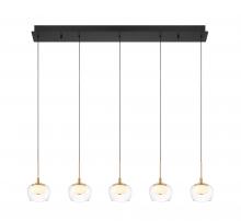 Lib & Co. CA 10217-02 - Manarola, 5 Light Linear LED Chandelier, Matte Black