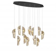 Lib & Co. CA 12034-018-02 - Sorrento, 12 Light Oval LED Chandelier, Amber, Black Canopy