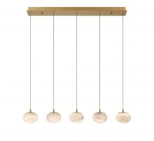 Lib & Co. CA 12125-030 - Calcolo, 5 Light Linear LED Chandelier, Painted Antique Brass