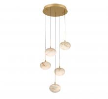 Lib & Co. CA 12262-030 - Calcolo, 5 Light Round LED Chandelier, Painted Antique Brass