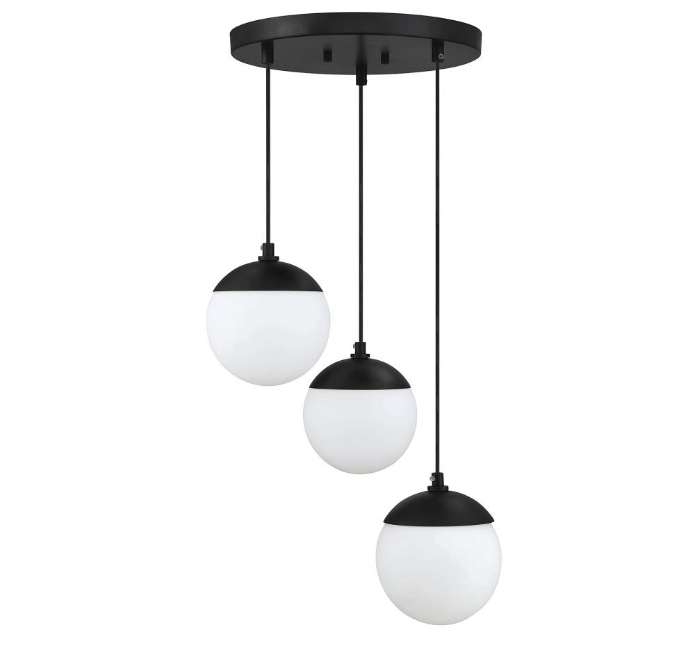 3-light Chandelier In Matte Black