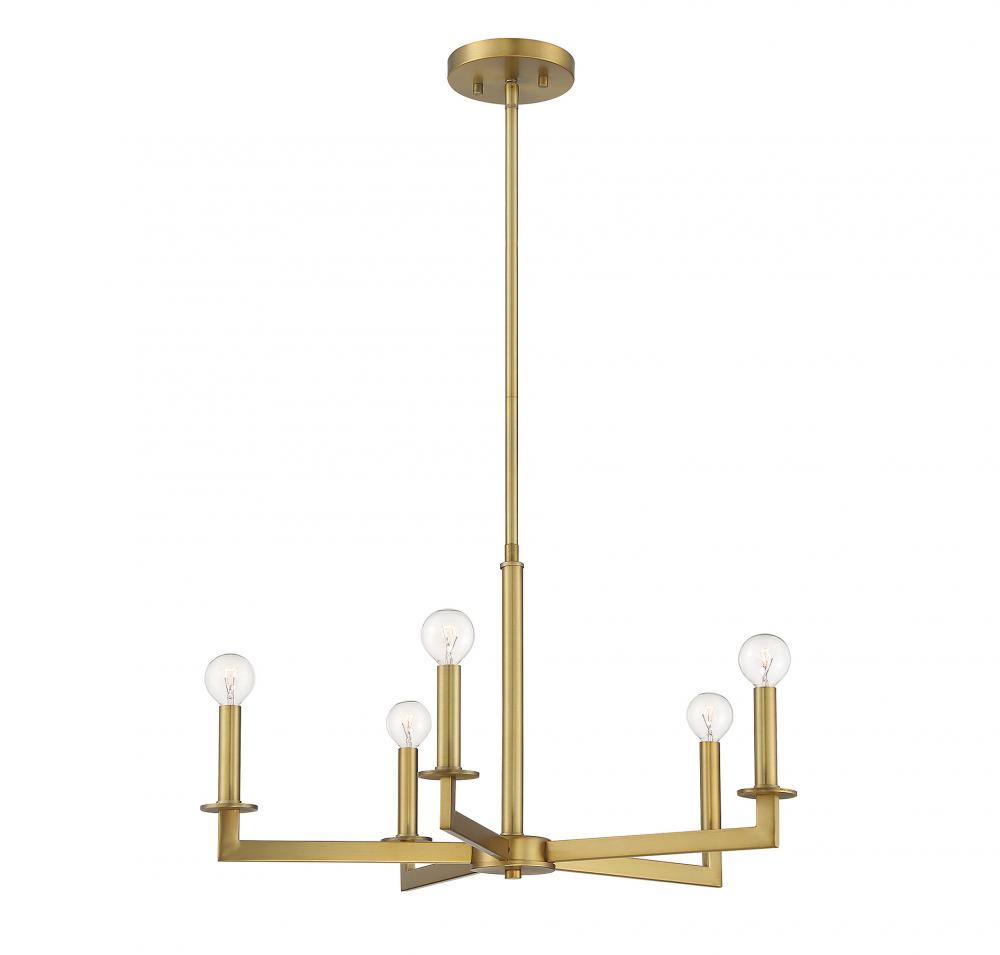 5-light Chandelier In Natural Brass