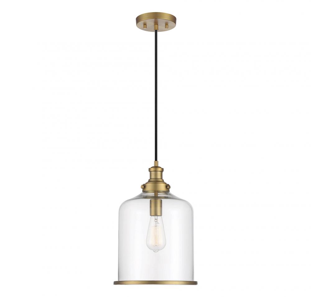 1-Light Pendant in Natural Brass