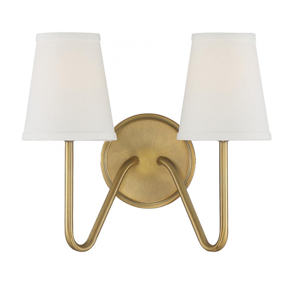 2-Light Wall Sconce in Natural Brass