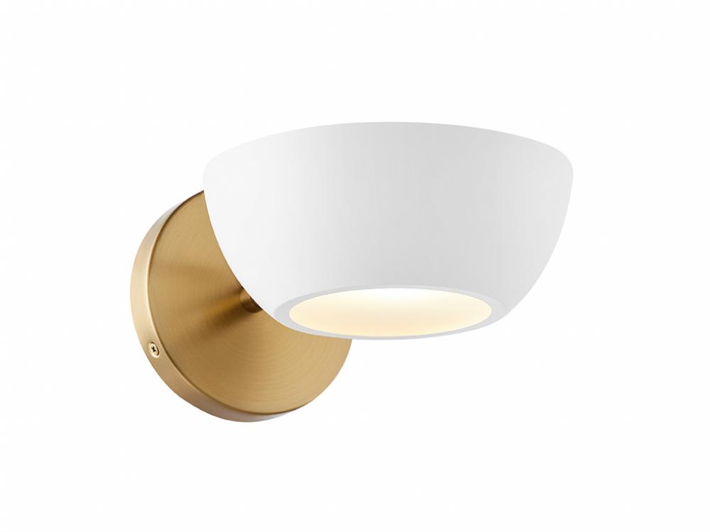 1-Light Wall Sconce in White and Natural Brass