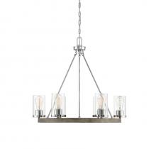 Savoy House Meridian CA M10070GWCH - 6-Light Chandelier in Greywood Chrome