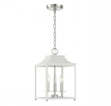 Savoy House Meridian CA M30013WHPN - 3-Light Pendant in White with Polished Nickel