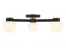 Savoy House Meridian CA M60079MBKNB - 3-Light Ceiling Light in Matte Black with Natural Brass