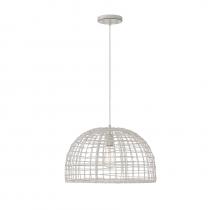 Savoy House Meridian CA M70105WR - 1-Light Pendant in White Rattan with A White Socket 