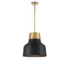 Savoy House Meridian CA M70115MBKNB - 1-Light Pendant in Matte Black with Natural Brass