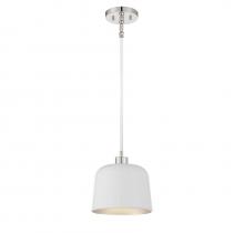 Savoy House Meridian CA M70118WHPN - 1-Light Pendant in White with Polished Nickel