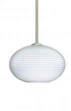 Besa Lighting 1TT-491207-LED-SN - Besa Stem Pendant Pape 10 Satin Nickel Opal Ribbed 1x9W LED