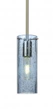  1TT-JUNI10BL-SN - Besa, Juni 10 Stem Pendant, Blue Bubble, Satin Nickel, 1x60W Medium Base