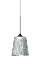 Besa Lighting 1XC-5125SF-LED-BR - Besa Pendant Nico 4 Bronze Stone Silver Foil 1x5W LED