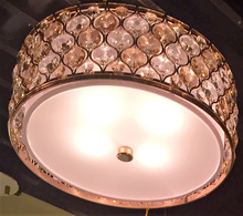  W33410MG16-CM - Paris 4-Light Matte Gold Finish with Clear and Golden Teak Crystal Flush Mount Ceiling Light 16 in.