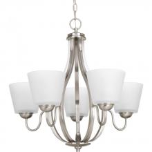  P4746-09 - Arden Collection Five-Light Brushed Nickel Etched Glass Farmhouse Chandelier Light