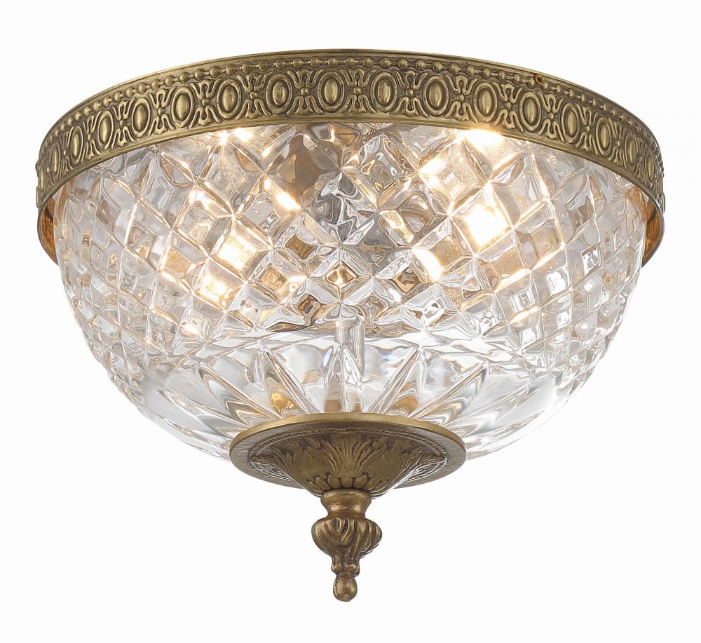 Crystorama 2 Light Olde Brass Crystal Flush Mount