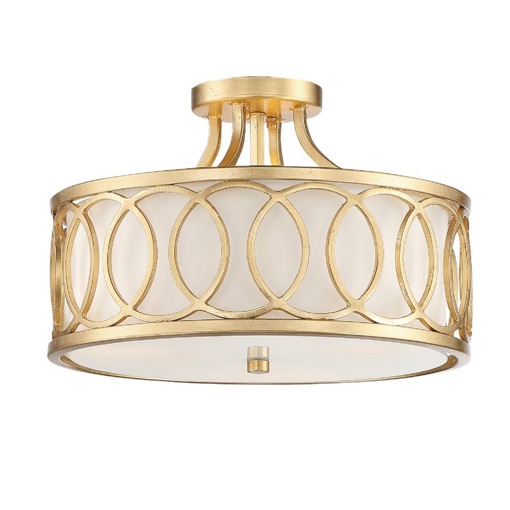 Libby Langdon Graham 3 Light Antique Gold Semi Flush Mount