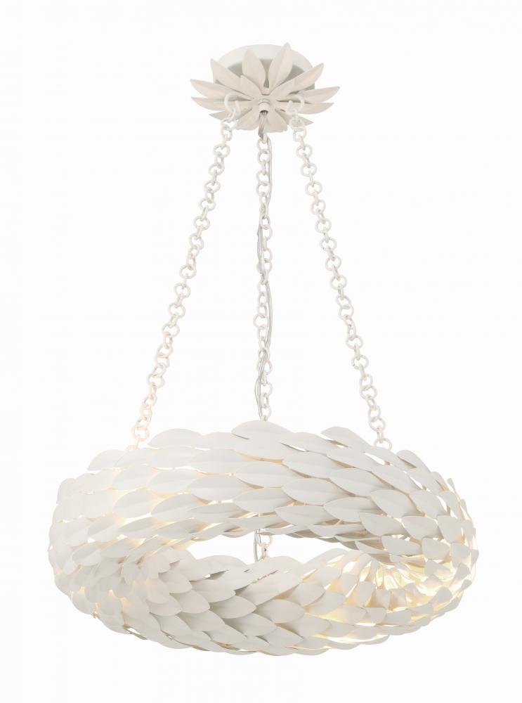 Broche 6 Light LED Matte White Chandelier