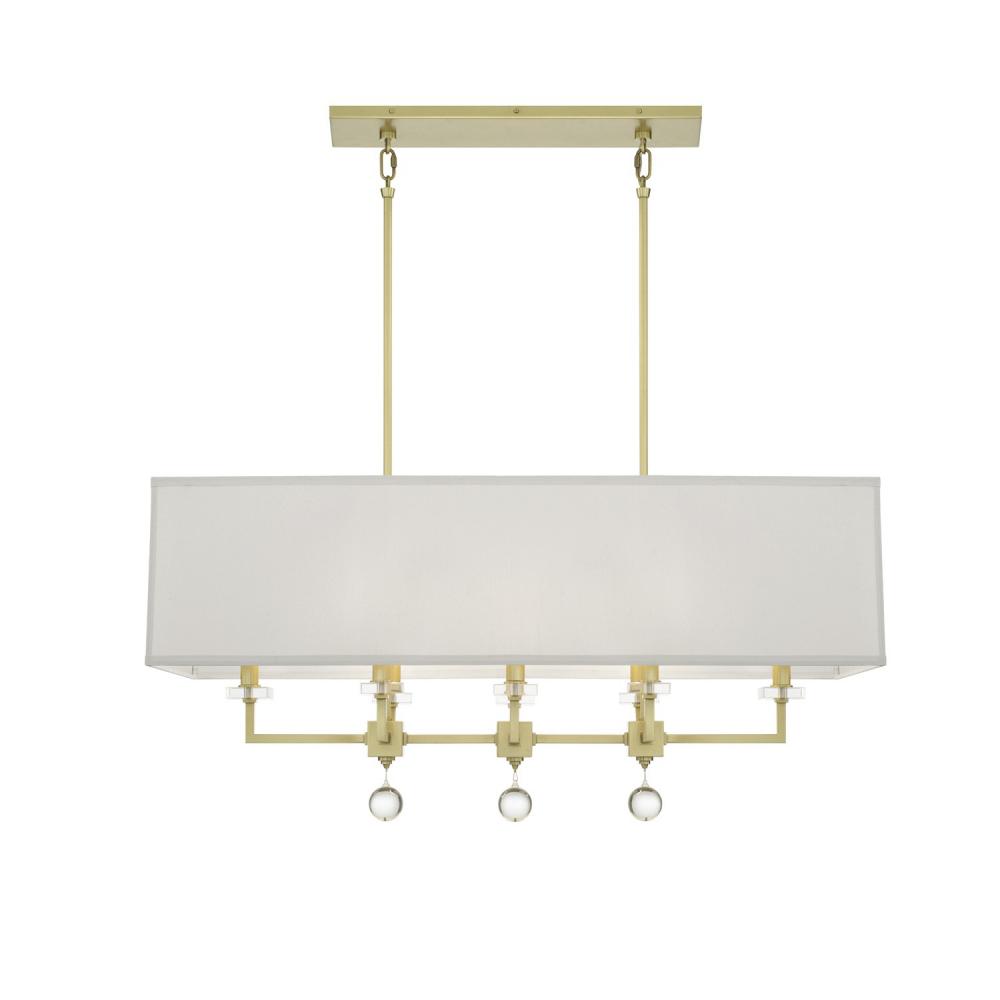 Paxton 8 Light Aged Brass Linear Chandelier