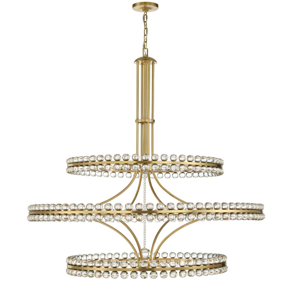 Clover 24 Light Aged Brass Chandelier