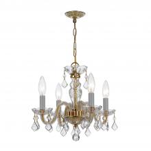  1064-PB-CL-I - Traditional Crystal 4 Light Clear Italian Crystal Polished Brass Mini Chandelier