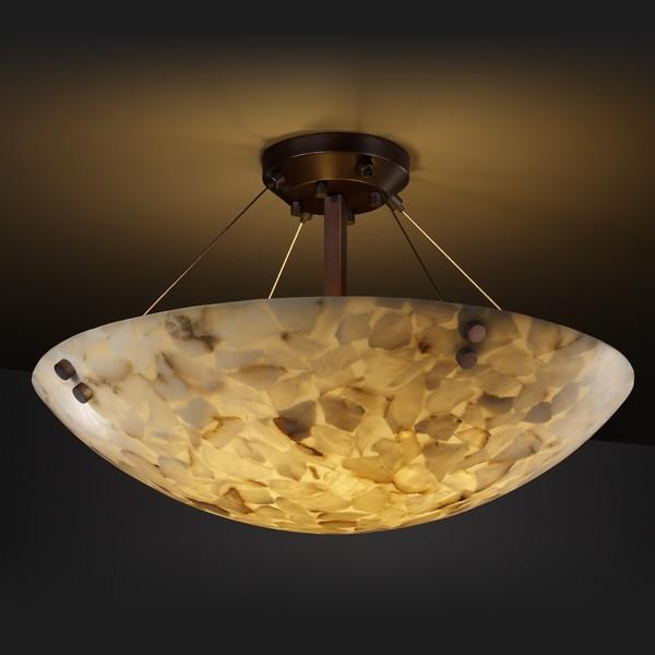 36&#34; LED Semi-Flush Bowl w/ Pair Cylindrical Finials