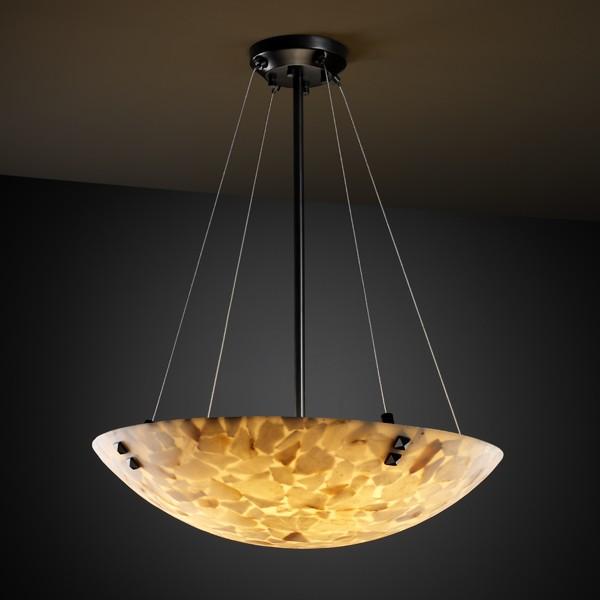 36&#34; LED Pendant Bowl w/ Pair Square w/ Points Finials