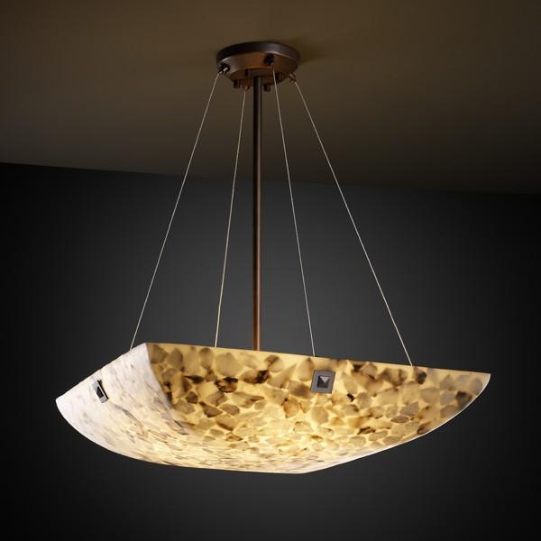 48&#34; Pendant Bowl w/ PAIR SQUARE W/ POINTS FINIALS