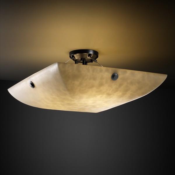 18&#34; Semi-Flush Bowl w/ Concentric Squares Finials