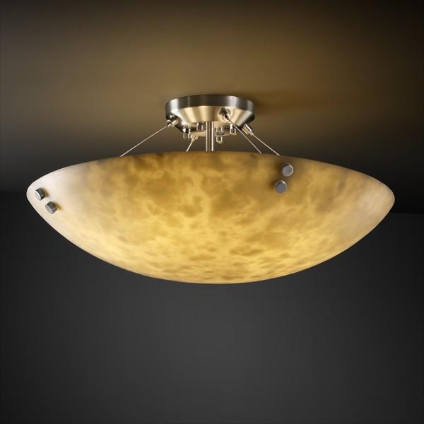 36&#34; Semi-Flush Bowl w/ Pair Cylindrical Finials