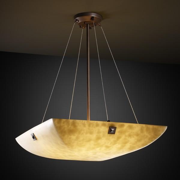 36&#34; Pendant Bowl w/ Large Square w/ Point Finials