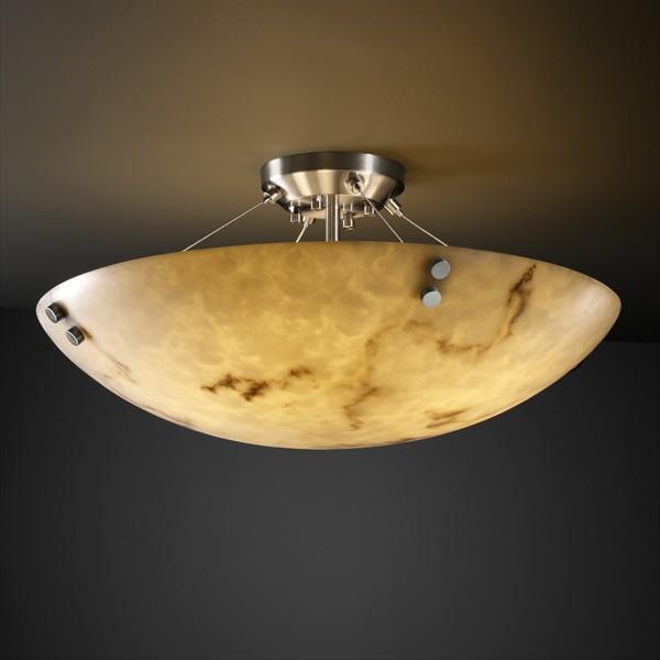 24&#34; Semi-Flush Bowl w/ PAIR SQUARE FINIALS