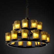 Justice Design Group GLA-8767-16-WHTW-MBLK - Dakota 21-Light 2-Tier Ring Chandelier